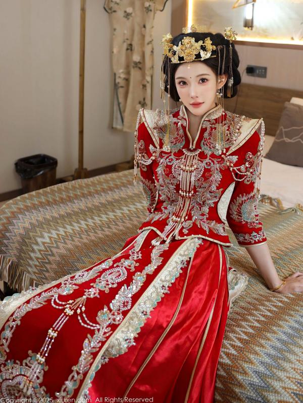 李霜 梨霜儿  XiuRen秀人网-10742-梨霜儿-中式秀禾服新娘红装性感内衣私房诱惑写真第18张图片
