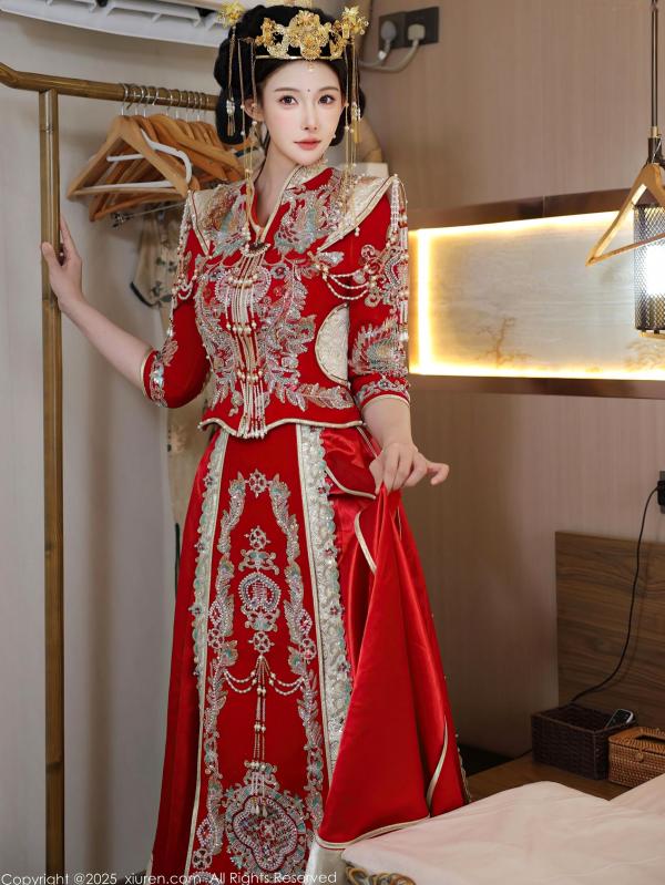 李霜 梨霜儿  XiuRen秀人网-10742-梨霜儿-中式秀禾服新娘红装性感内衣私房诱惑写真第20张图片
