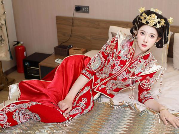 李霜 梨霜儿  XiuRen秀人网-10742-梨霜儿-中式秀禾服新娘红装性感内衣私房诱惑写真第26张图片