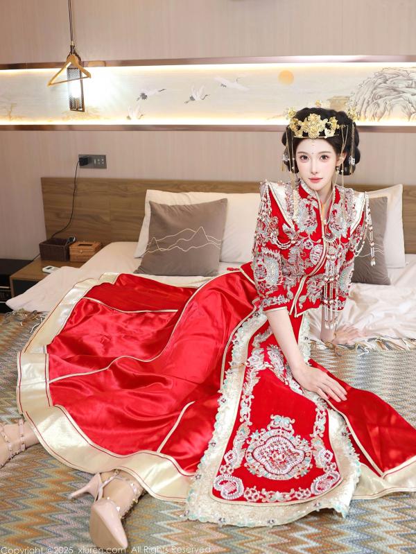 李霜 梨霜儿  XiuRen秀人网-10742-梨霜儿-中式秀禾服新娘红装性感内衣私房诱惑写真第27张图片