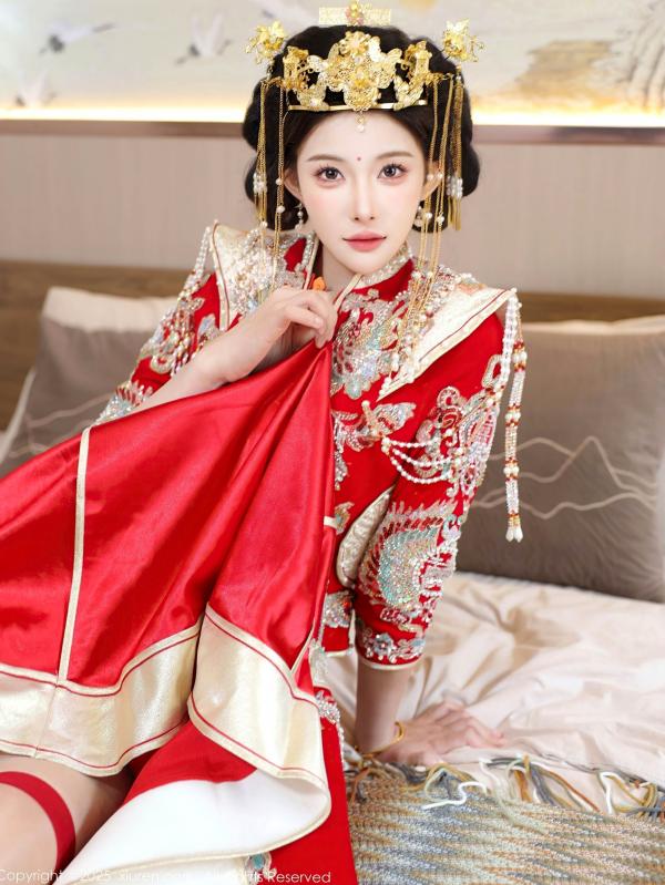 李霜 梨霜儿  XiuRen秀人网-10742-梨霜儿-中式秀禾服新娘红装性感内衣私房诱惑写真第34张图片