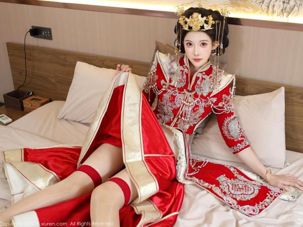 李霜 梨霜儿  XiuRen秀人网-10742-梨霜儿-中式秀禾服新娘红装性感内衣私房诱惑写真第40张图片