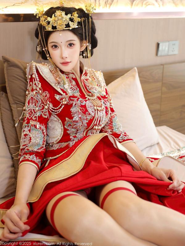 李霜 梨霜儿  XiuRen秀人网-10742-梨霜儿-中式秀禾服新娘红装性感内衣私房诱惑写真第46张图片
