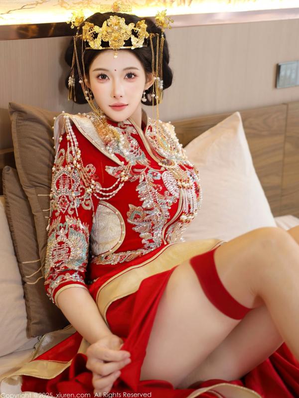李霜 梨霜儿  XiuRen秀人网-10742-梨霜儿-中式秀禾服新娘红装性感内衣私房诱惑写真第48张图片