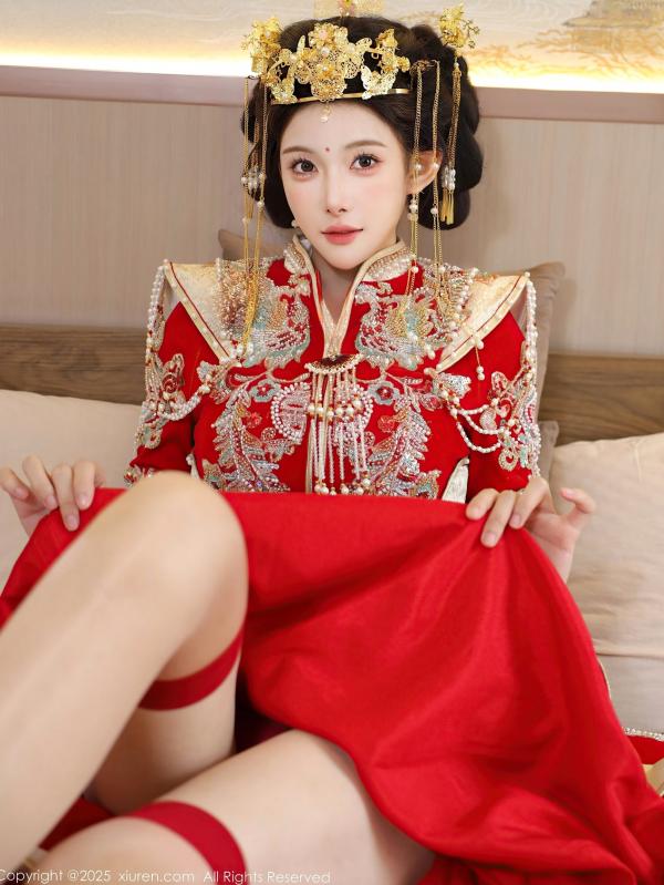 李霜 梨霜儿  XiuRen秀人网-10742-梨霜儿-中式秀禾服新娘红装性感内衣私房诱惑写真第55张图片