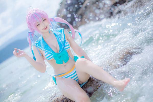    《Takanashi Hanari - Aqua》海边沙滩水手风比基尼COS写真第1张图片