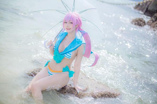    《Takanashi Hanari - Aqua》海边沙滩水手风比基尼COS写真第2张图片