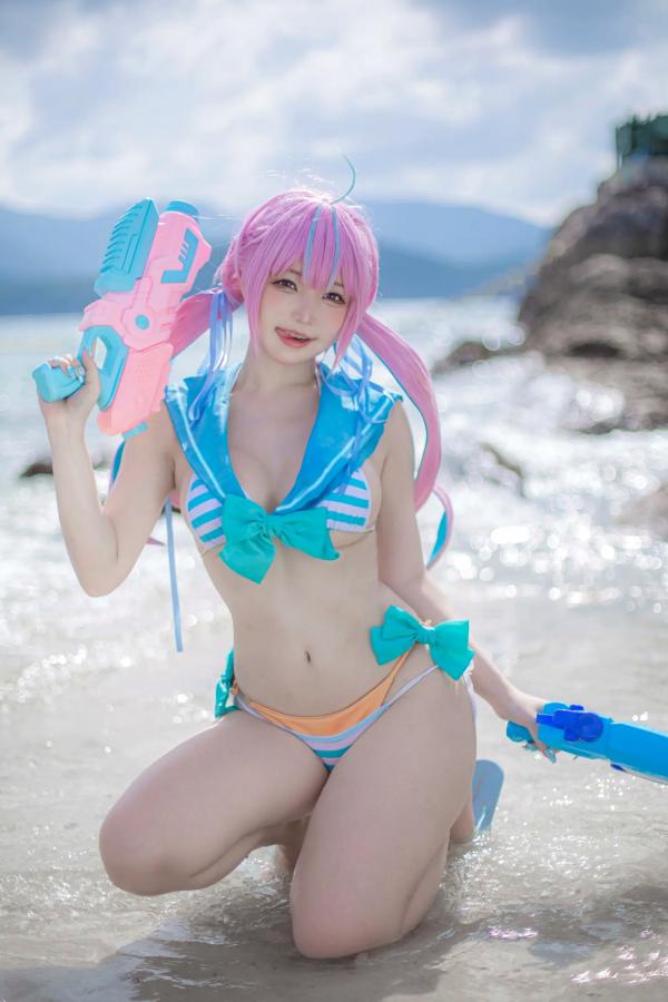    《Takanashi Hanari - Aqua》海边沙滩水手风比基尼COS写真第7张图片