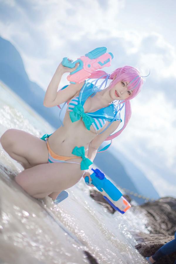    《Takanashi Hanari - Aqua》海边沙滩水手风比基尼COS写真第8张图片
