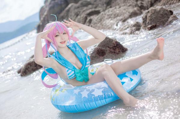    《Takanashi Hanari - Aqua》海边沙滩水手风比基尼COS写真第12张图片