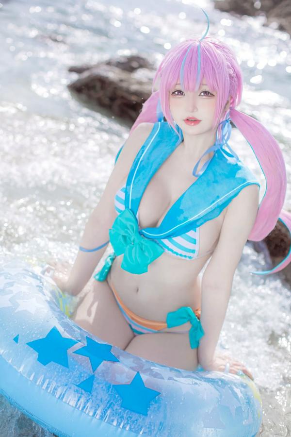    《Takanashi Hanari - Aqua》海边沙滩水手风比基尼COS写真第14张图片