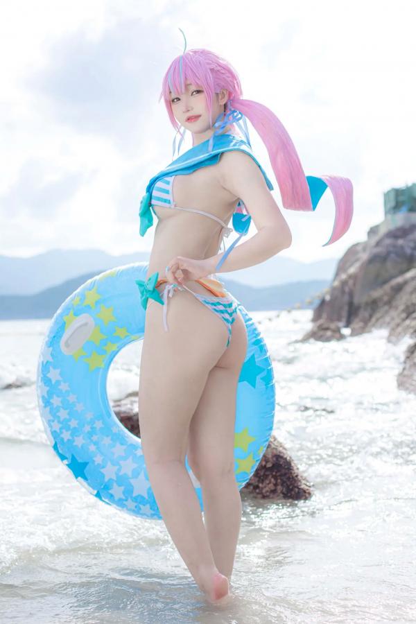    《Takanashi Hanari - Aqua》海边沙滩水手风比基尼COS写真第15张图片