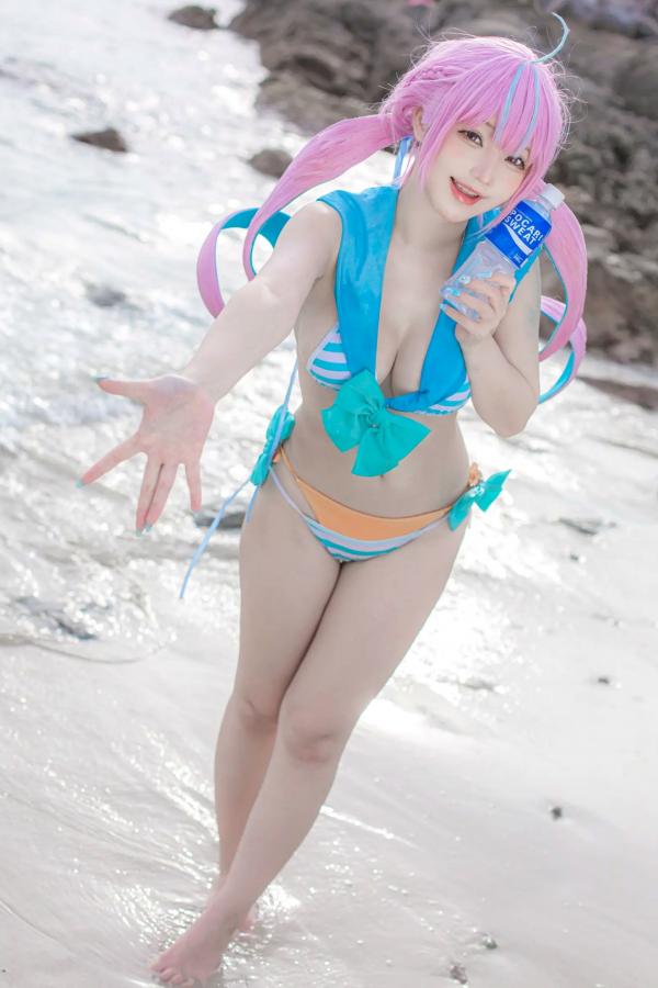    《Takanashi Hanari - Aqua》海边沙滩水手风比基尼COS写真第21张图片
