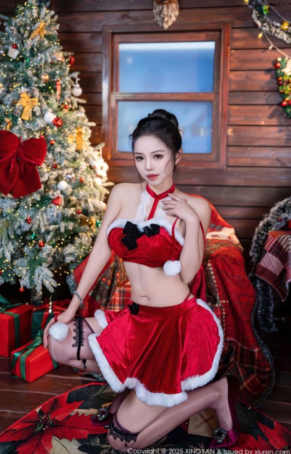    XingYan星颜社-449-大美妞儿-红色情趣圣诞装黑丝-2025.12.23第4张图片