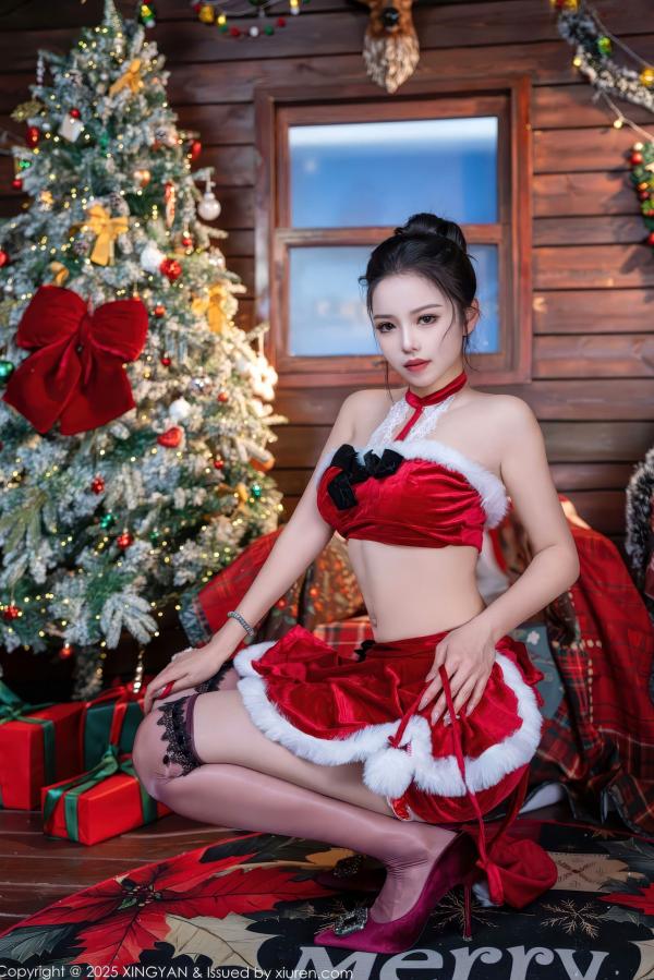    XingYan星颜社-449-大美妞儿-红色情趣圣诞装黑丝-2025.12.23第5张图片