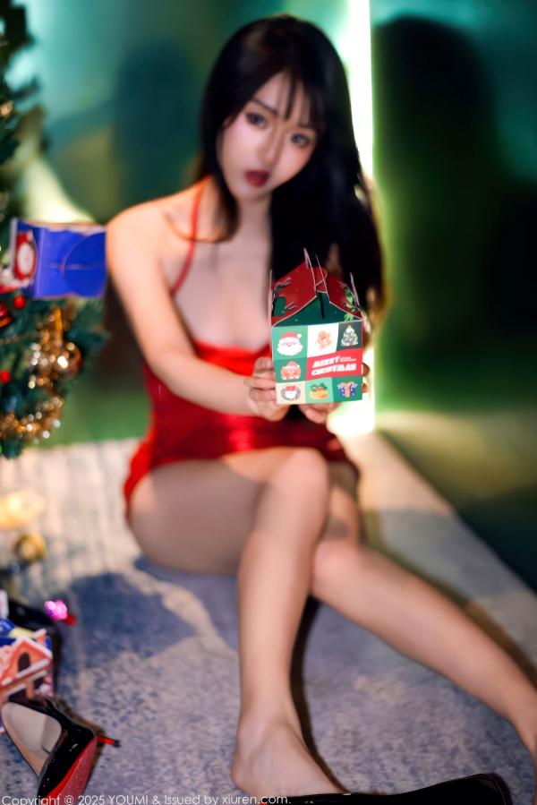    YouMi尤蜜荟-1193-沈南汐RuRu-红色连衣短裙-2025.12.25第48张图片