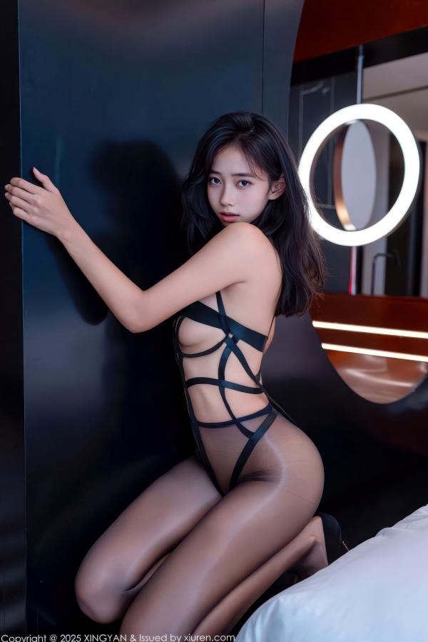 时安安Camellia 时安安  XingYan星颜社-446-时安安-透视黑色情趣内衣黑丝-性感私房美臀诱惑-2025.12.17第28张图片
