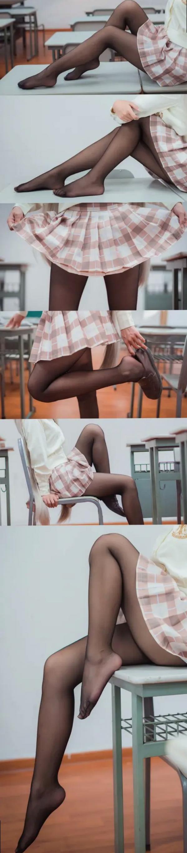    白金Saki 教室日系校服黑丝美腿萌系Cosplay写真第13张图片
