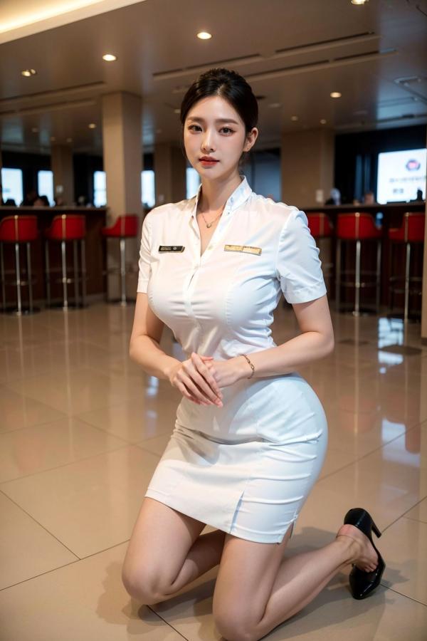    AI美女-拟实-机场大厅里的空姐-18禁 极品空姐性感制服诱惑大尺度无圣光写真第13张图片