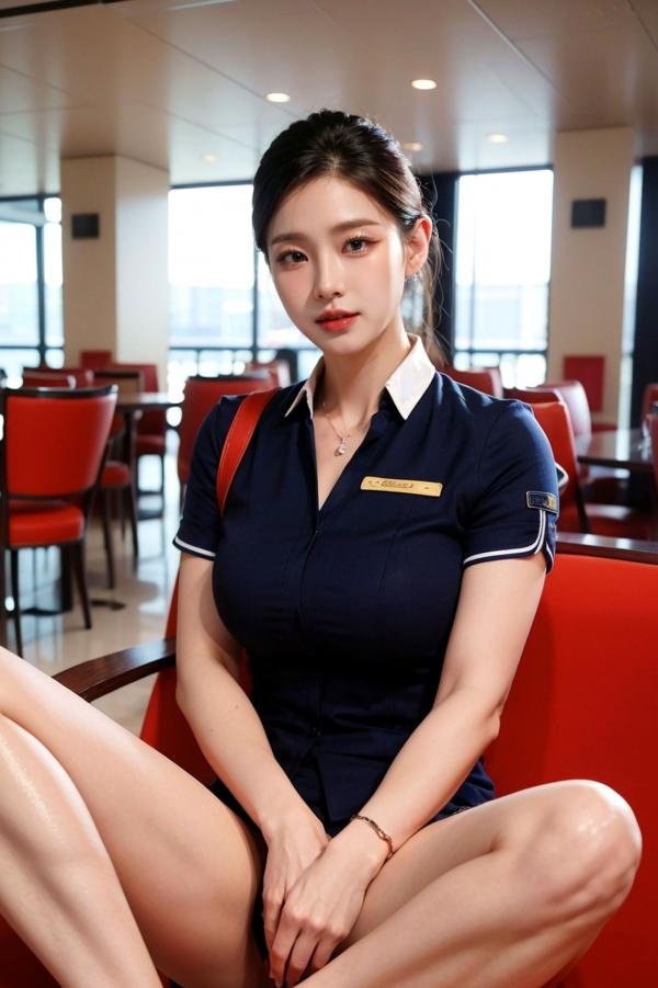    AI美女-拟实-机场大厅里的空姐-18禁 极品空姐性感制服诱惑大尺度无圣光写真第16张图片