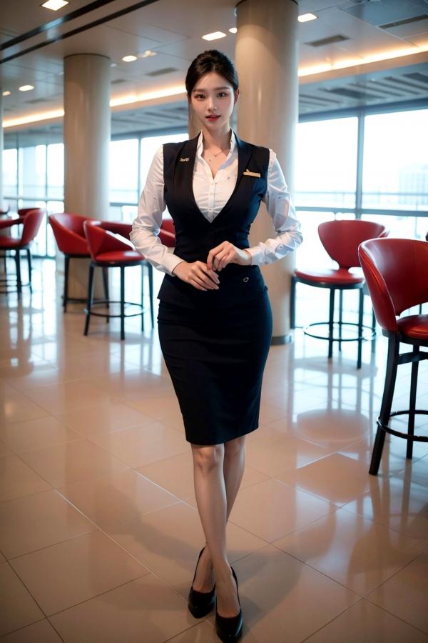    AI美女-拟实-机场大厅里的空姐-18禁 极品空姐性感制服诱惑大尺度无圣光写真第17张图片