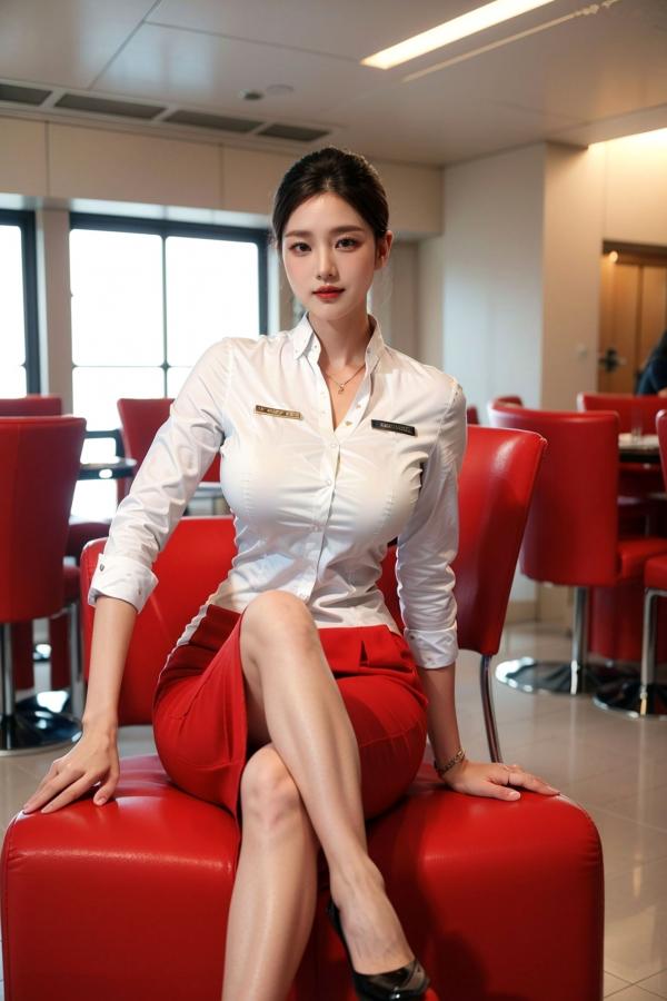    AI美女-拟实-机场大厅里的空姐-18禁 极品空姐性感制服诱惑大尺度无圣光写真第18张图片