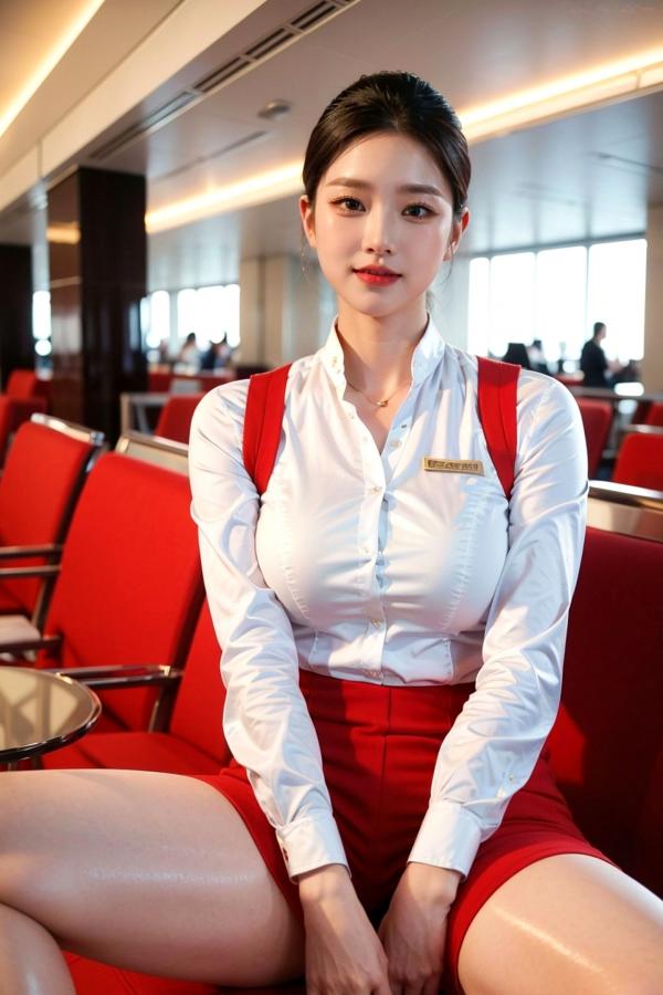    AI美女-拟实-机场大厅里的空姐-18禁 极品空姐性感制服诱惑大尺度无圣光写真第19张图片
