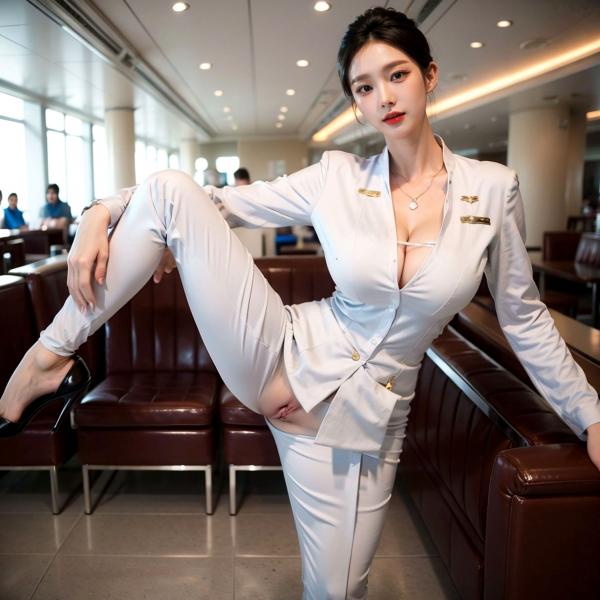    AI美女-拟实-机场大厅里的空姐-18禁 极品空姐性感制服诱惑大尺度无圣光写真第70张图片