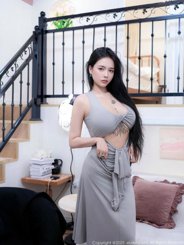 娜比   XiuRen秀人网-10568-娜比-性感灰色礼裙-2025.07.21第9张图片