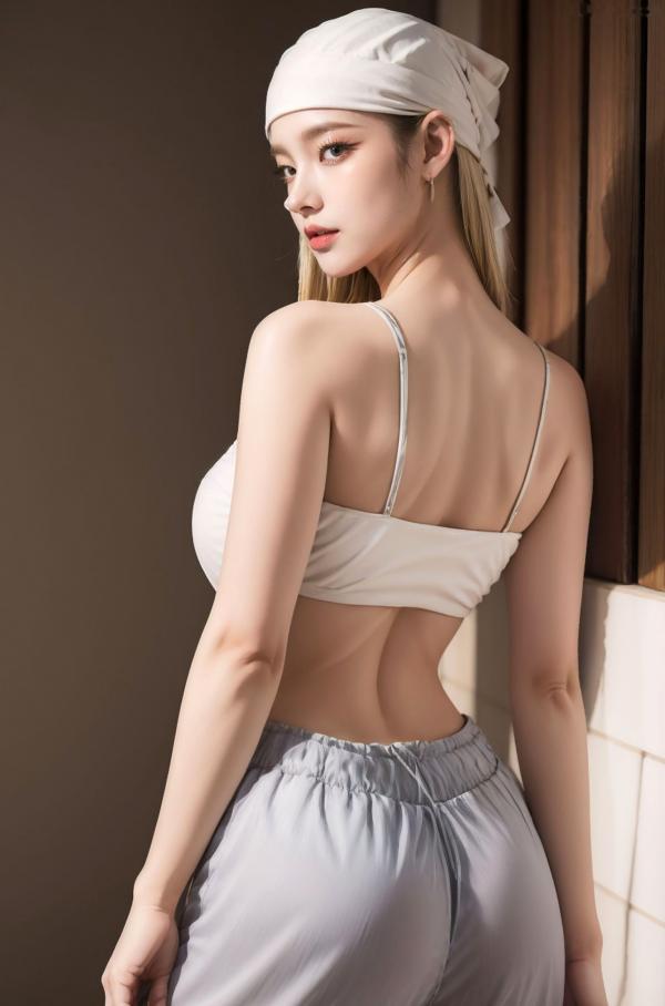    AI美女-拟实-包头抹胸美女 潮流头巾性感抹胸室内写真 极致身材尤物女神第37张图片
