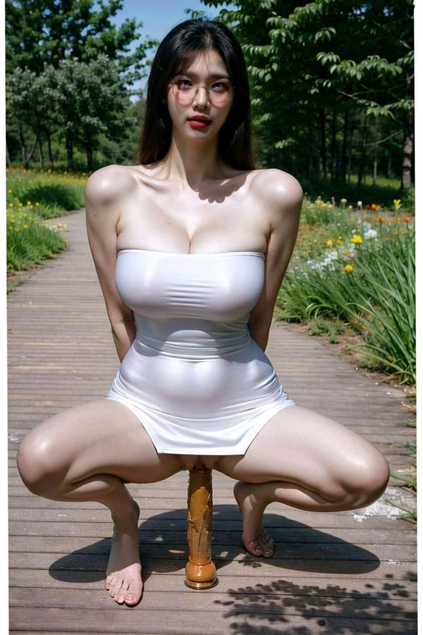   AI美女-拟实-海边绿地公园里的白裙美女第52张图片