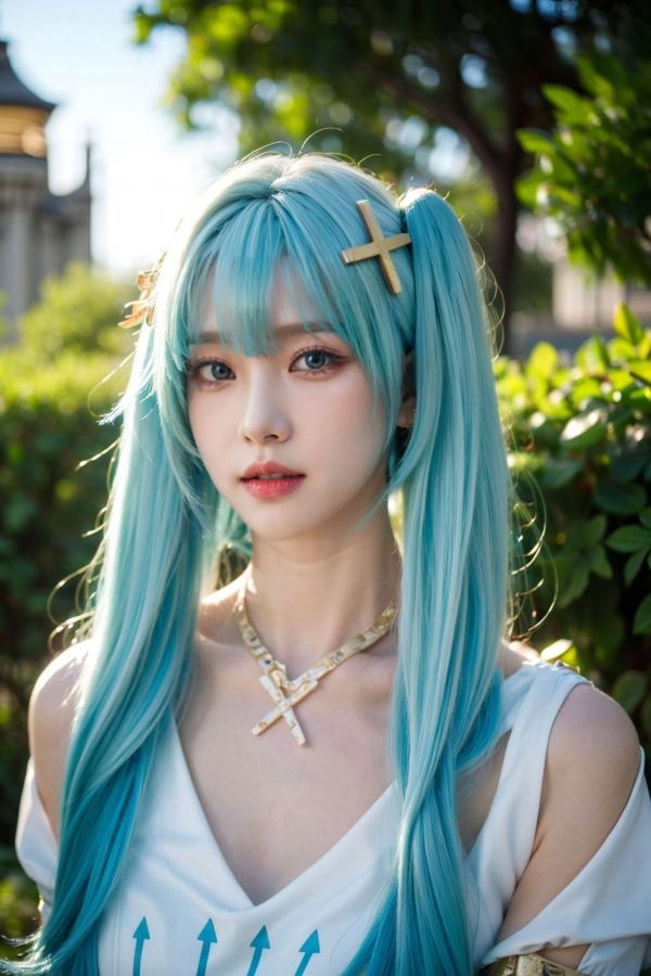    AI美女-超写实-绿发双马尾美女-18禁第6张图片