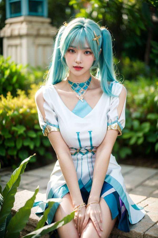    AI美女-超写实-绿发双马尾美女-18禁第7张图片