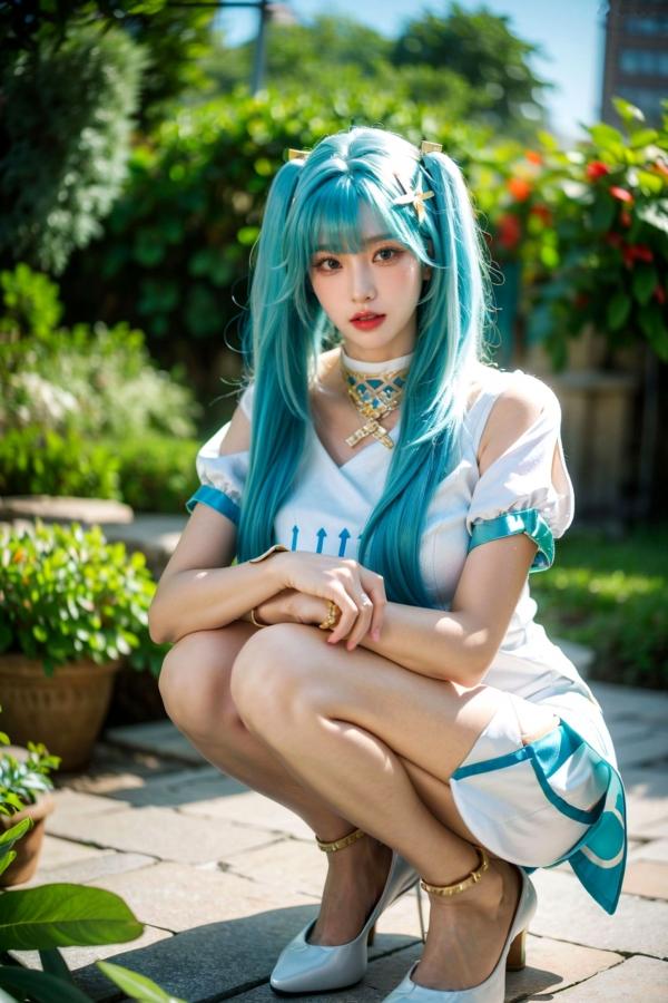    AI美女-超写实-绿发双马尾美女-18禁第8张图片