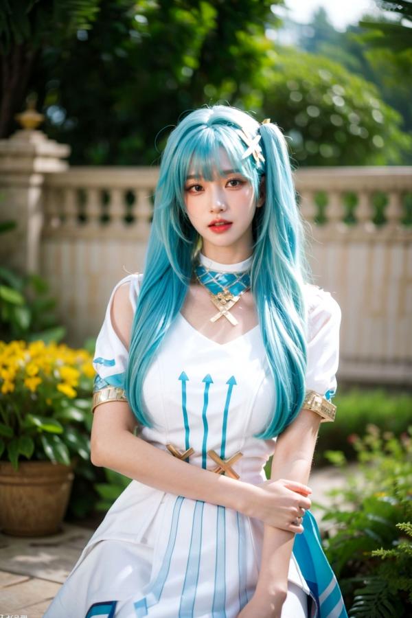    AI美女-超写实-绿发双马尾美女-18禁第9张图片