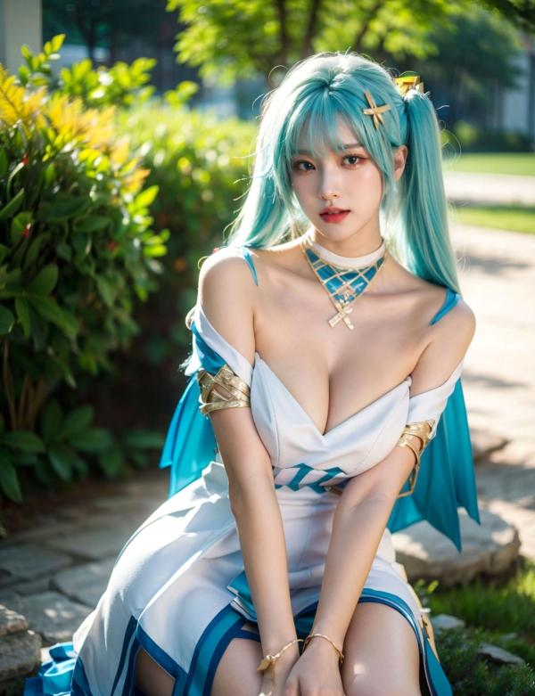    AI美女-超写实-绿发双马尾美女-18禁第31张图片
