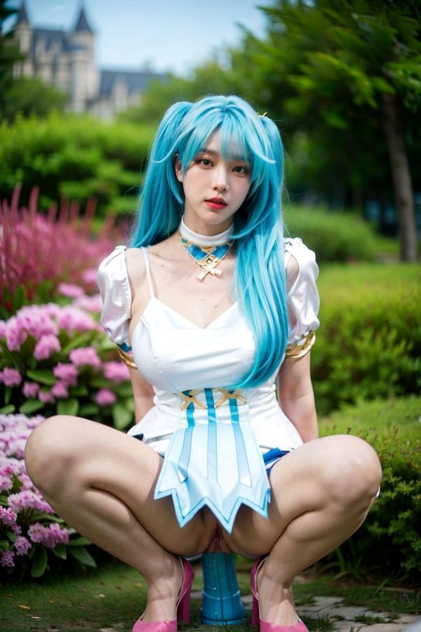    AI美女-超写实-绿发双马尾美女-18禁第42张图片