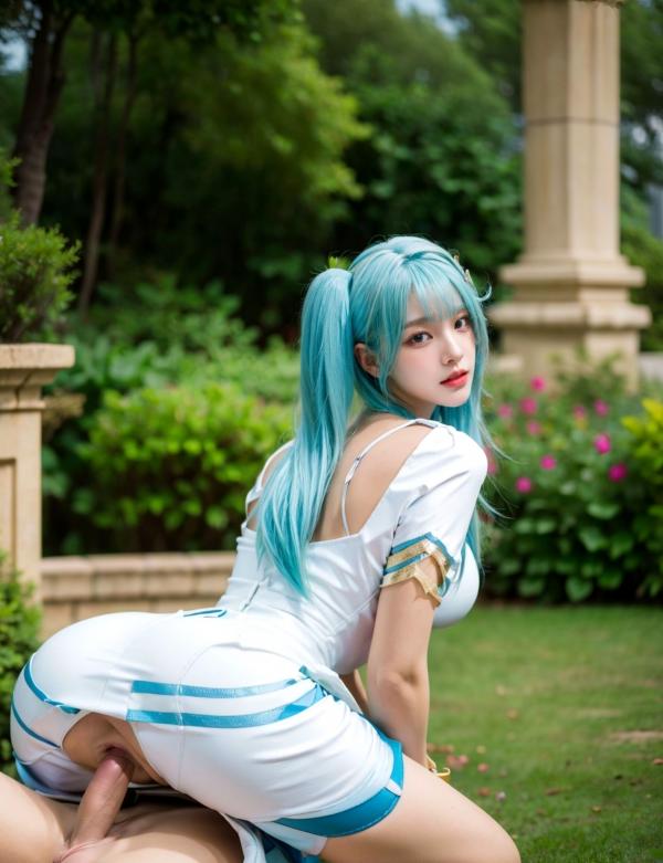    AI美女-超写实-绿发双马尾美女-18禁第50张图片