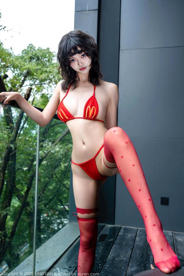    XingYan星颜社-403-白虎巧巧-红色比基尼内衣红色丝袜-2025.09.22第21张图片
