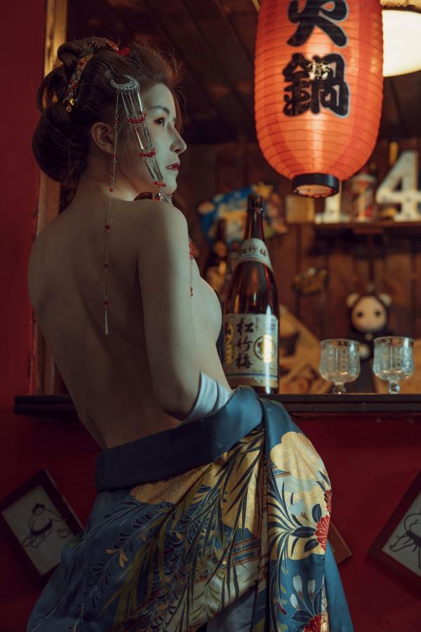    鹿八岁《酒醉的和服少女》日式居酒屋性感风情私房写真第4张图片