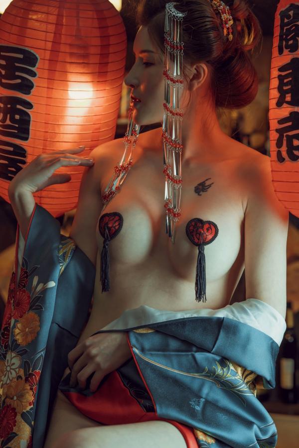    鹿八岁《酒醉的和服少女》日式居酒屋性感风情私房写真第7张图片
