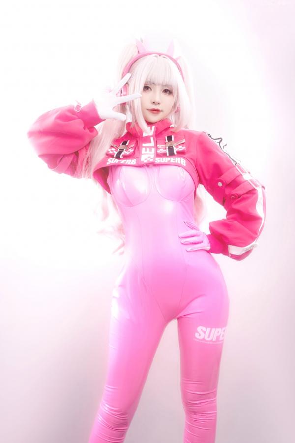    爆机少女喵小吉-NIKKE胜利女神爱丽丝COS写真 粉色紧身皮衣萌系性感美图第14张图片