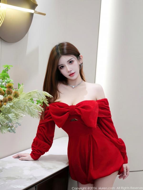    XiuRen秀人网-11280-苏甜橙子-迷人红色连衣短裙-精致室内私房甜美写真-2026.01.27第26张图片