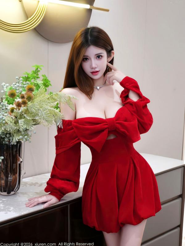    XiuRen秀人网-11280-苏甜橙子-迷人红色连衣短裙-精致室内私房甜美写真-2026.01.27第35张图片