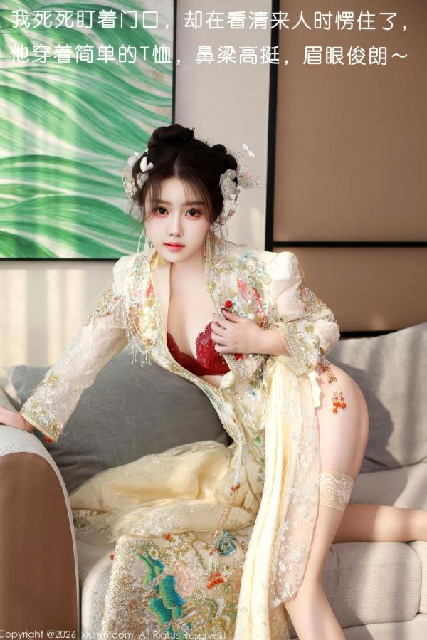    秀人网小薯条nienie私房写真：中式新娘装红内衣诱惑，极品美背曲线，演绎极致绑架剧情艺术大片第8张图片