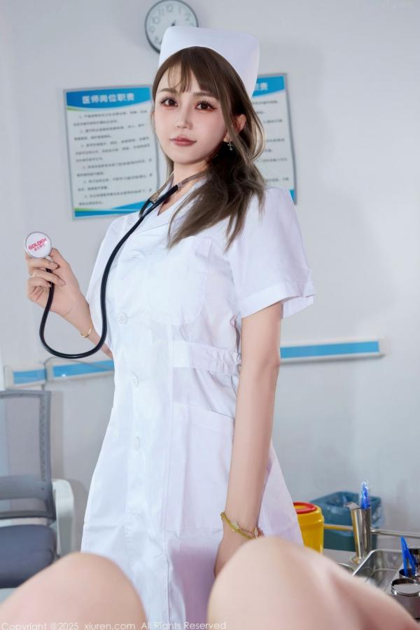    XiuRen秀人网-10896-Zoe柚柚-白色护士制服肉丝-诊疗室制服诱惑角色扮演摄影作品第23张图片