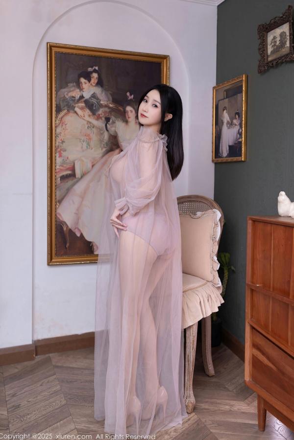    XiuRen秀人网-10752-杏子Yada-轻透粉纱淡粉内衣-唯美私房家居摄影-2025.09.10第2张图片