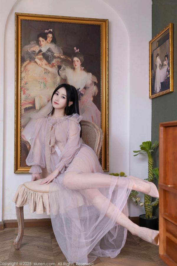    XiuRen秀人网-10752-杏子Yada-轻透粉纱淡粉内衣-唯美私房家居摄影-2025.09.10第5张图片