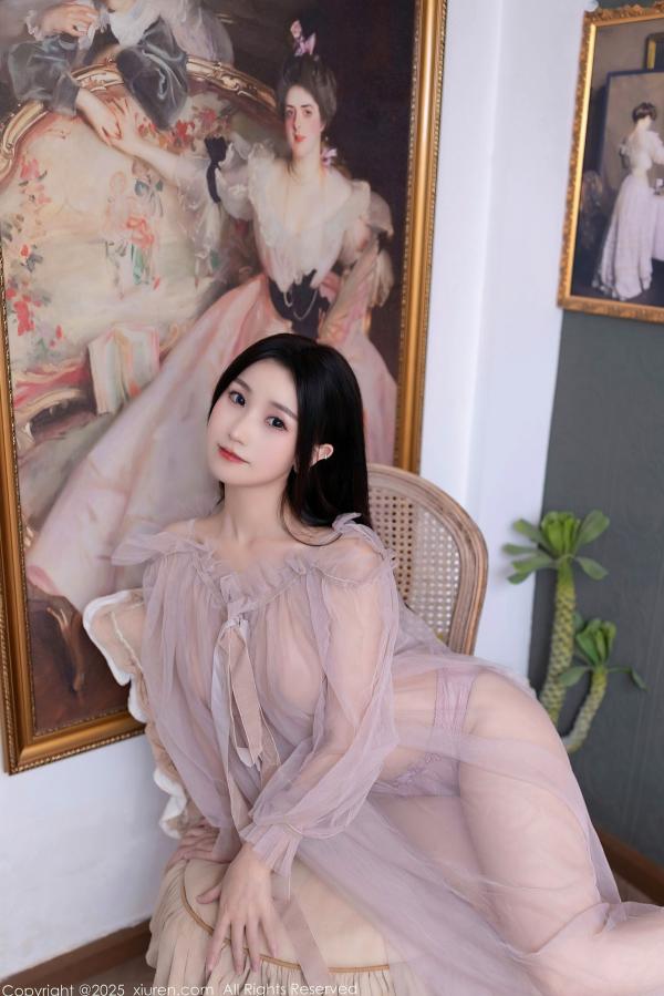    XiuRen秀人网-10752-杏子Yada-轻透粉纱淡粉内衣-唯美私房家居摄影-2025.09.10第6张图片
