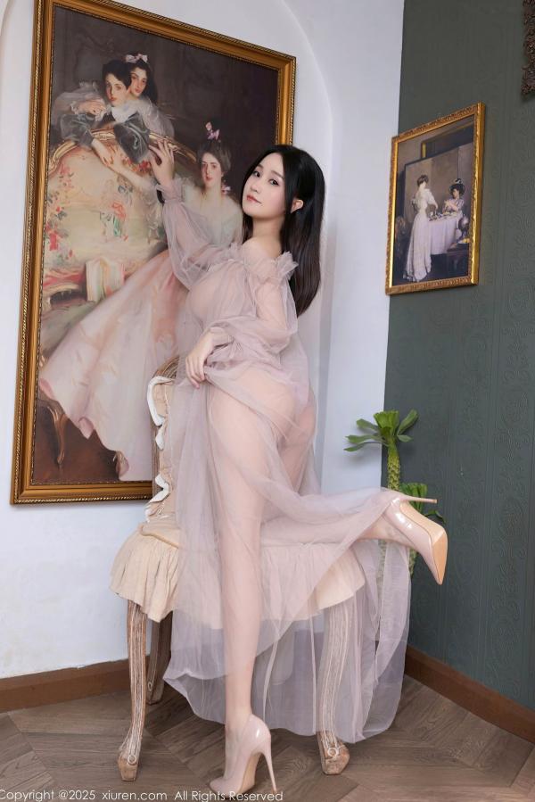    XiuRen秀人网-10752-杏子Yada-轻透粉纱淡粉内衣-唯美私房家居摄影-2025.09.10第16张图片